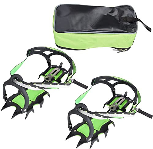 HERCHR EIS-Traktionsstollen, 1 Paar 14-Zahn-Steigeisen, Schuh-Anti-Rutsch-Spikes, Griffe, Edelstahl-EIS-Schneeschuh-Greifer Für Wandern, Klettern, Bergsteigen