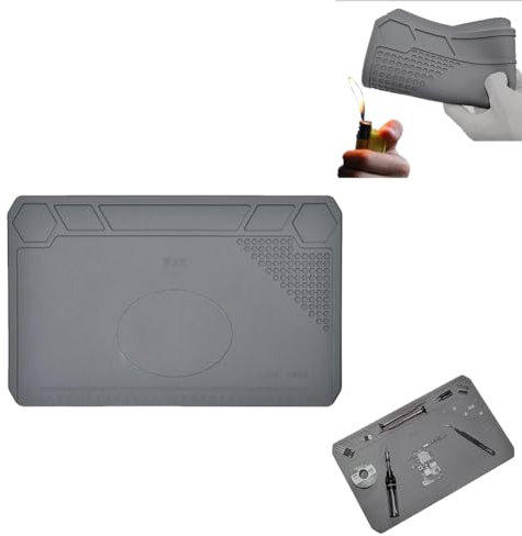 Alfombrilla Soldadura, Almohadilla de Trabajo, Alfombrilla de Soldadura Antiestática, Tapete de Reparación, Estera de Soldadura, Para Reparar Teléfono, Computadoras, Cámara, 350 x 220mm, Gris