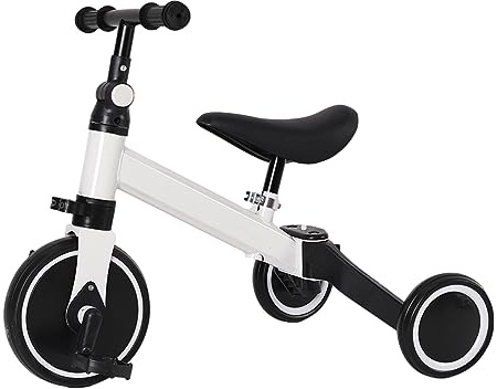 MAYMAR Homewell Baby-Dreirad, mitwachsend, Kinderkraft Fahrrad 2-in-1, mit Laufrad und Fahrtenfunktion, Geschenk für Babys, 1-5 Jahre, ohne Bremsen (04, Weiß)