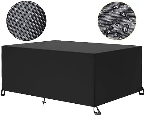 Jianghu Art Protection Table Jardin Exterieur, 200x100x75cm 600D Oxford Tissu Meuble Jardin Housse de Protection, pour Ensembles de Table et de Canapé avec Corde et Boucle Verrouillage