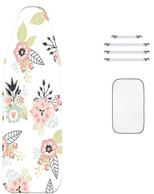 WTAIS Coton - Housse de Table à Repasser, Taille Extra-Large 160x60cm Pink Flower Une éPaisseur de 2 Couches - Couverture Planche à Repasser, avec Filet Isolant Et Fermetures