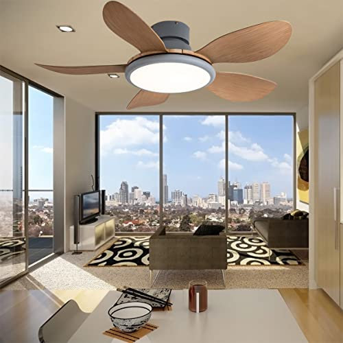 Ceilifans with Lights and Remote Control Led Ceilifans Withps Reversible Silent Motor 6 Speed Fan Lights for Liviroom Ceiling/Grey/52In