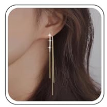 Inateannal Strass Catena Nappe Orecchini Oro Lunga Catena Orecchini Penzoloni Catena Di Cristallo Orecchini Giacca Orecchio Cz Lineare Nappe Goccia Orecchini Per Le Donne E Le Ragazze, taglia unica