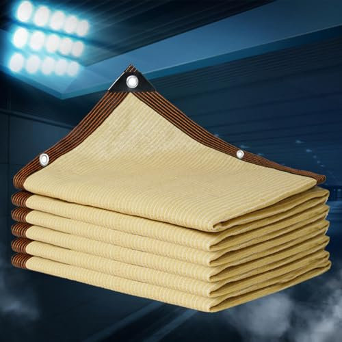 Telo Ombreggiante 3x4 con Occhielli Vela Ombreggiante Impermeabile Tessuto Tessuto Ombreggiante Traforato Tenda A Vela Protezione UV 95% Giardino Pergola Rete Protezione Solare,beige-6x7m