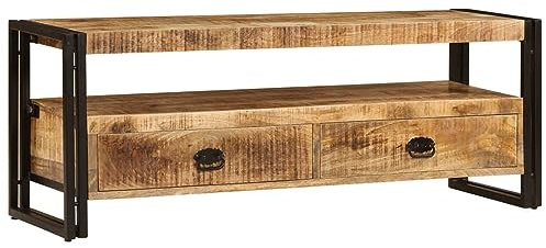 Chaduof TV-Schrank 120 x 35 x 45 cm Mangoholz Massiv, TV Lowboard, Fernsehschrank, Fernsehtisch, Fernseher Schrank, TV Sideboard, TV Board, TV Cabinet, TV Bank, TV Kommode