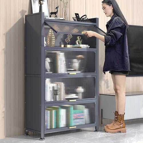 Snaweo Acryl Vitrine, Staubdichte Sammlervitrine, Schaukasten For Sammlerstücke, Vitrinenschrank, Bodenstehendes BüCherregal Geeignet für Die Aufbewahrung zu Hause ( Color : Gray , Size : 4f 23.6x16.5