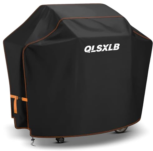 QLSXLB Grillskydd för utomhusbruk, 420D Oxford-tyg vattentätt grillöverdrag 127 x 61 x 117 cm, rivbeständig grillduk mot damm snö regn sol UV-strålar svart