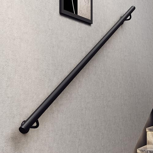 Pasamanos para Escaleras Interior Exterior Pasamanos de Pared de Hierro Negro Barandilla Escalera Antideslizante para Personas Mayores,Niños (130CM)