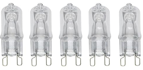 UGEFKMQ Kapsel Lampe G9 230V 25W Halogenlampen G9 40W Halogen Leuchtmittel warmweiß für Backofenlampe, Deckenleuchten, Leuchter dimmbar 5 Stück, 40 W