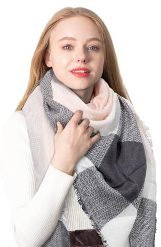 Coubeau Klassischer karierter Schal für Damen - Schal aus Kaschmirimitat, warmer Winterschal, Dreiecksschal