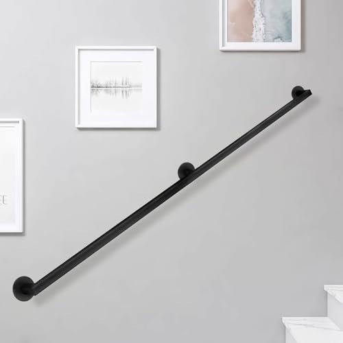 Whnoorher Handläufe für Treppen, Wandhalterung, modernes Treppengeländer aus mattschwarzem Metall, schmiedeeiserne Heimdekoration, Rutschfester, anpassbarer Haltegriff(100cm)