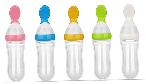 WATIIFUFU Futterspender Für Kleinkinder Kinderfutter Babylöffel Behälter Für Babynahrung Beikost-flaschenzuführung Feeder Drücken Babynahrungszubereiter -löffel-feeder Rosa