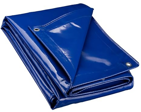 Wiltec Lona Impermeable Azul 5 x 9 m con Ojales de Acero Inoxidable, 650 g/m² Resistente a los Rayos UV, Moho y desgarro, poliéster con Revestimiento de PVC y Bordes Reforzados, Ideal para Exteriores