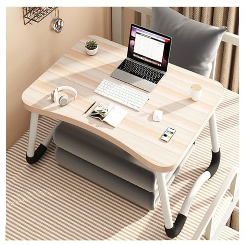 HOFUNTRE Mesa Plegable De Desayuno ，Mesa Plegable for Netbook，Auxiliar for Ordenador Portátil，Diseño De Marco Curvo, Sin Miedo A Golpes, Diseño De Escritorio Ampliado, Más Cómodo(Wood color,70/27.5in)