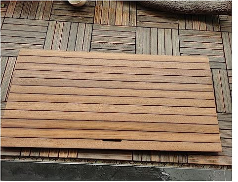 Caillebotis de Douche en Bois de Teck, Petit grand tapis de bain surélevé en bois pour sol de douche/salle de bain extérieur et intérieur, tapis de douche antidérapant en teck, 30 40 50 60 70 80 90 c
