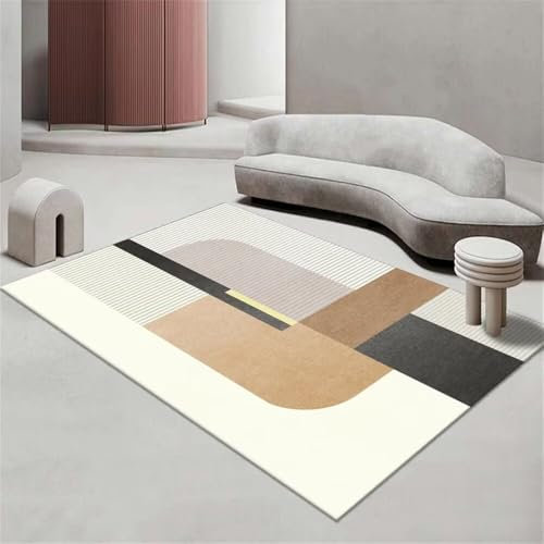 RUGMRZ XXL Teppich Hübscher 300x400CM Outdoor-Teppich Wohnzimmer weich Sahne Modernes gestreiftes Design für pflegeleichten rechteckigen