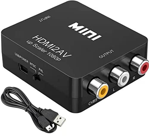 Yiany Adattatore HDMI a RCA, convertitore da HDMI a AV, 1080P HDMI a 3RCA cavo composito CVBS Audio Video CVBS per HDTV, PC, laptop, Xbox, VHS, VCR, lettore DVD