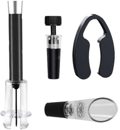 Conjunto de abridores de vino de presión de aire, removedor de corcho de bomba de aire | Fácil removedor de corcho con cortador de aluminio, vertador de aireador, tapón de vacío - Sacacorchos bebedor