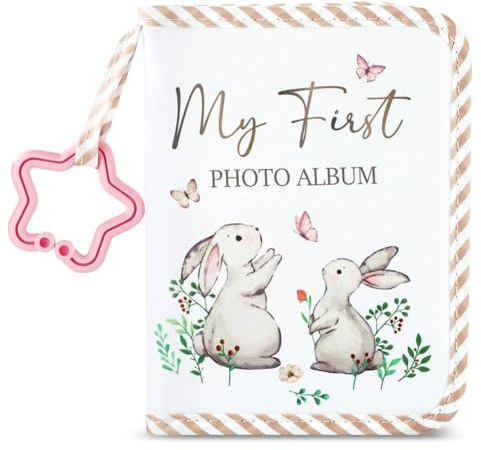 Baby's My First Family Album Soft Photo Cloth Book Rabbit My First Book of Photos Baby Memory Album Gift Holds 4x6 Pictures for Babies Newborn Toddler & Kids Girls Baby Shower