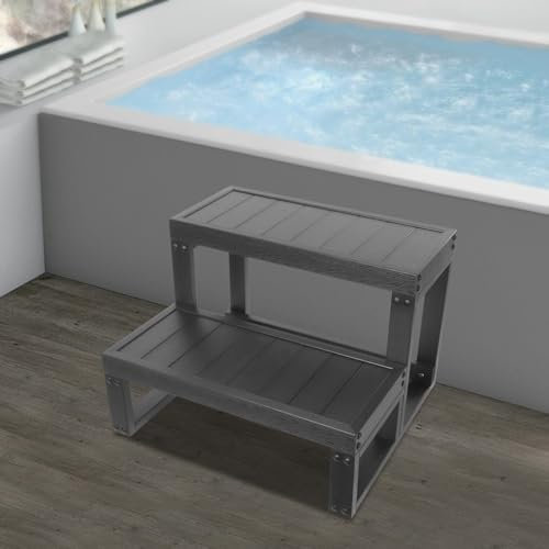 Escalones plegables para spa de hidromasaje, taburete antideslizante de 2 niveles, escalera de piscina, escalones de spa universales, escalones de spa para exteriores e interiores, terraza, accesorios