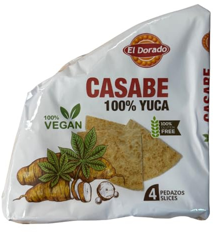 Mándalo Market Casabe Crujiente de Yuca, Pan sin Gluten, Vegano, para Desayuno, Almuerzo y Cena