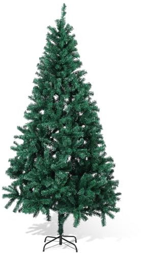 Amosfun Sapin de Noël PVC Réaliste avec Branches Ajustables et Support Métallique Stable pour Décoration Intérieure et Extérieure