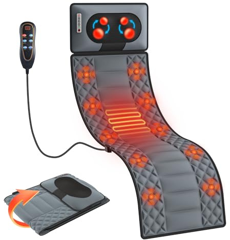Massagematte mit Wärmefunktion, Shiatsu Massagematte Ganzkörpermassage, Massagesitzauflage mit 30 Massageköpfe 9 Vibrationsmotoren, Nacken und Schulter-Rückenmassagegerät Geschenke für Männer Frauen