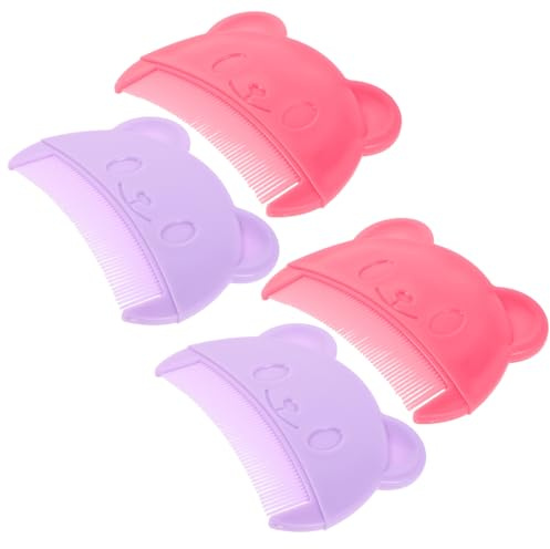 NAMOARLY 4pcs Comb Hair Brush for Dandruff Cradle Cap Cleaning Bear Shaped Boy Girl Hairbrush Soft Grooming Kit for Newborns and Boy Girl