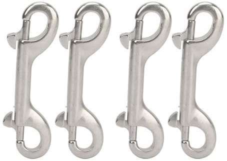UPALDHOU Vielseitiger Doppelendiger Bolzen-Karabinerhaken, Rostbeständiger Edelstahl-Federhaken für den Haushalt, Bauernhof, 4er-Pack für den Freizeitgebrauch (115mm)