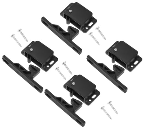 FUNOMOCYA Set 4 Chiusure per Armadietti Camper con Pulsante di Chiusura Laterale, Blocco Gancio per Porte Rimorchio, Materiali Robusti e Design Salvaspazio per Mobili Camper e Roulotte