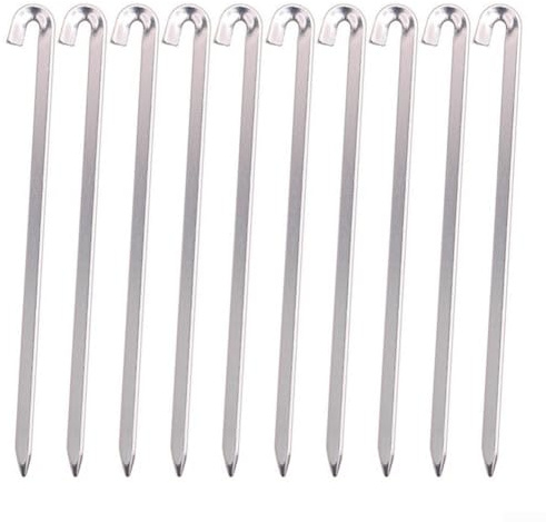 Robuste Aluminium-Zeltheringe mit quadratischem Querschnitt für feste Zeltstütze, geeignet für Outdoor-Camping und Wandern (Silber)