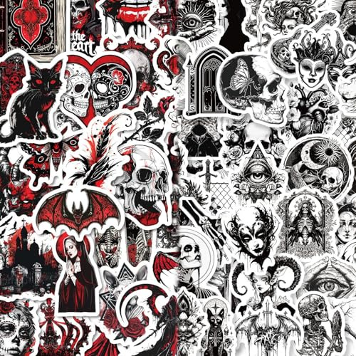DiiWmme 100 Pcs Gothic Stickers Set, Goth Stickers for Adults, with Witchy Aesthetic Designs, Waterproof Journaling Stickers for Scrapbooking, Planner, Laptop, Phone Case Decoration (Gothic C)