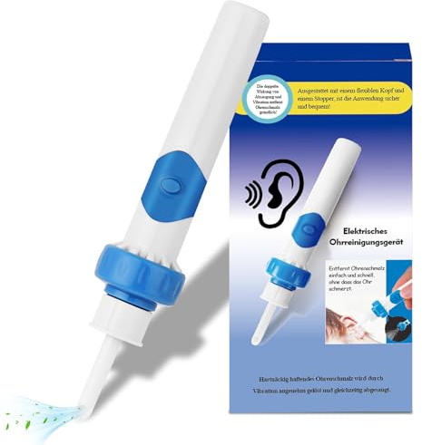 Ear Wax Removal, Ear Wax Vacuum Removal Kit,Soft and Comfortable Ear Suction Wax Remover Low Noise Electric Vacuum Ear Cleaner for Adults and Children,Includes 2 Silicone Replacement Heads-Sky Blue