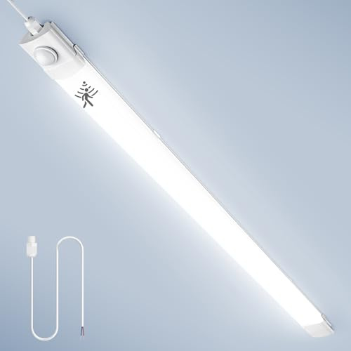 Struxly LED Feuchtraumleuchte 115cm mit Bewegungsmelder,6500K Kaltweiß LED Sensor Röhre,40W 4000LM Röhrelampe,IP65 Wasserdicht Leuchtstoffröhre,Feuchtraumlampe für Garage Keller Treppe Flur