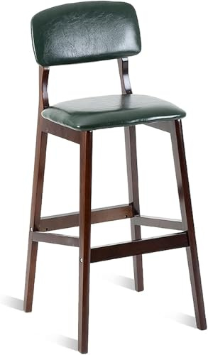 Battero a Bassa Altezza, sgabelli da Bar per Altezza da banco in Pelle PU con Schiena e poggiapiedi, sedie da Bar per la Colazione dell'isola cucine, Telaio in Legno, 300 libbre (Verde, 61 cm)