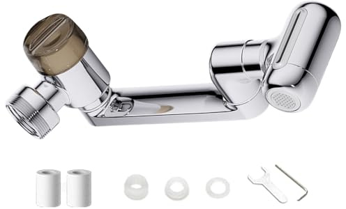Extensor Giratorio de Grifo,Aireador con 4 Modos y Filtro - Alargador de Agua Giratorio 1080 Grados Ajustable | para Baño, Ducha, Hotel, Residencia Estudiantil, Apartamento, Lavado de Cara