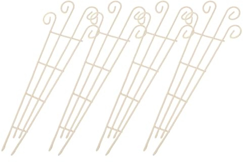 YOSADIER Lot de 4 Treillis Métalliques Beiges pour Plantes Grimpantes en Pot, Support Décoratif Élégant en Fer, pour Installation Intérieure et DIY