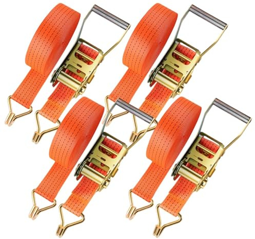 Cinghie a Cricchetto per Pneumatici | 4 Pezzi con Moschettoni Pesanti - Cinghie a Cricchetto - per Camion, Furgone, Auto, Moto, Bici, Kayak, Barca, Carico