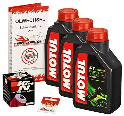 Motul 10W-40 Öl + K&N Ölfilter für Yamaha XT 600 /E/K, 87-03, 2KF 2NF 3TB 3UW DJ02 - Ölwechselset inkl. Motoröl, Filter, Dichtring