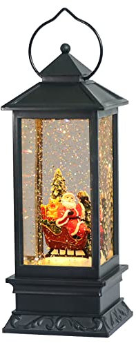 Eldnacele Singende batteriebetriebene und steckbare Musik-beleuchtete Weihnachts-Schnee-Spinning Wasser glitzernde Schneekugel Laterne Heimdekoration und Geschenk Weihnachtsmann