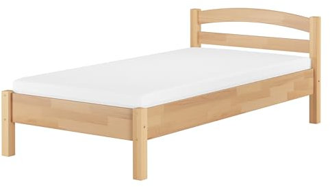 Erst-Holz®Massivholzbett Buche Natur 90x200 Einzelbett Bettgestell mit Rollrost und Matratze 60.73-09 M