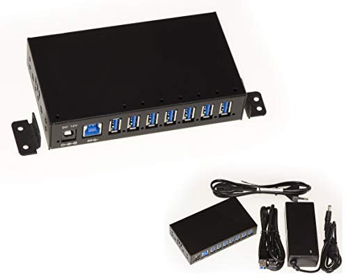 KALEA-INFORMATIQUE HUB y estación de Carga USB Industrial, 7 Puertos USB3 con Fuente de alimentación de 3A. Montable o Rackable