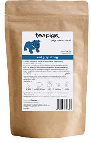 teapigs Earl Grey Strong Loose Leaf Black Tea, 250g | All Natural, No Nasties, Big Leaves, Big Flavour, Plant-Based Tea Temples, Recyclable Paperboard Pack, 250g Resealable Pouch