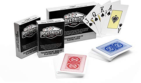 Poker Night Pro 2 giochi di carte da gioco professionali 100% plastica Texas Holdem Poker (1 x rosso/1 x blu) | 54 monete per gioco, inclusi 2 jolly | indice Jumbo | Qualità Super Casino