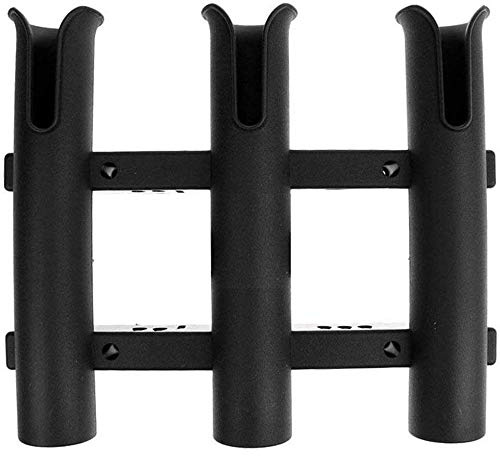 POFET Soporte para caña de pescar, soporte para 3 cañas de pescar, caña de pescar para barco, kayak, garaje o camión con tornillos, montaje lateral, color negro
