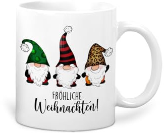 Weihnachtstasse mit Wichtel und Spruch bedruckte Tasse Fröhliche Weihnachten