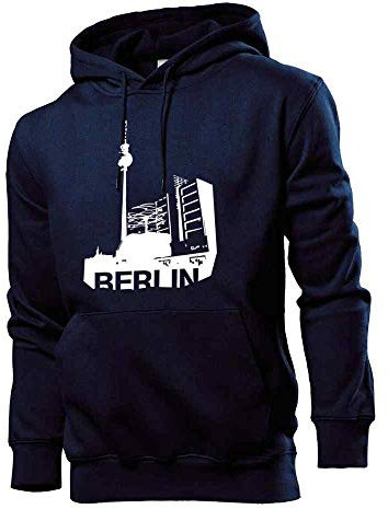 Generisch Alexanderplatz in Berlin Männer Hoodie Sweatshirt Navy XL
