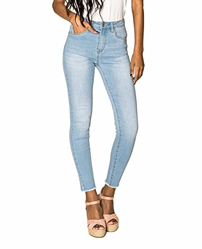 Nina Carter P077 Jean coupe skinny pour femme, taille haute, aspect usé, effet délavé