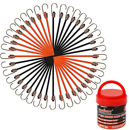 BRIMIX 20 Stück elastische Krake, 20 cm, Gummiseil mit Haken, dehnbar bis 40 cm, Premium Bungee Cords für Fahrrad, Camping, Gepäck, Trolley, Koffer, Markise, Plane, Transportgepäckträger, Auto