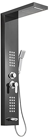 LULY Colonne de douche hydromassante 4 jets + 1 robinet Noir